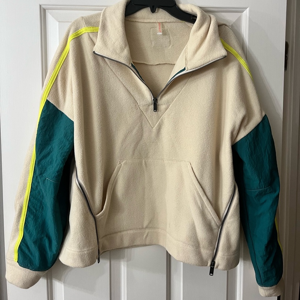 Free People Movement Cream Fleece Quarter-zip